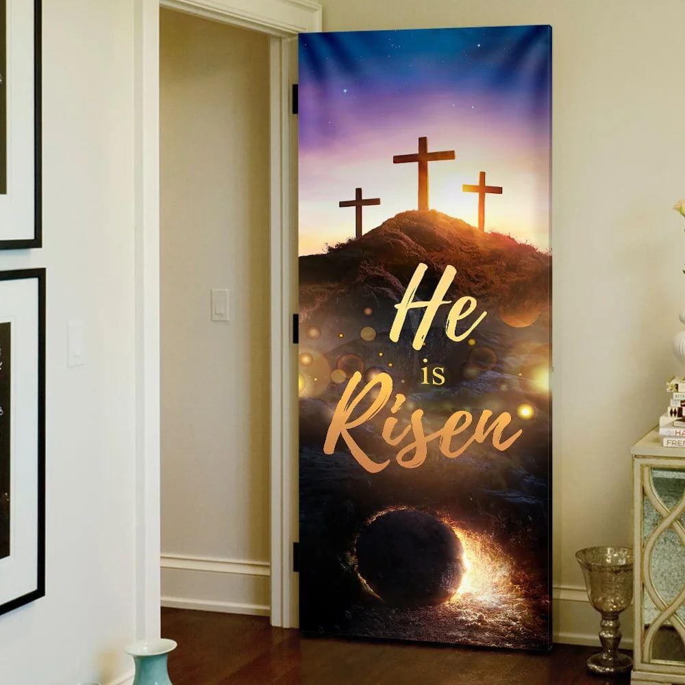 He Is Risen Easter Door Cover, Jesus Door Cover, Christian Home Decor, Gift For Christian