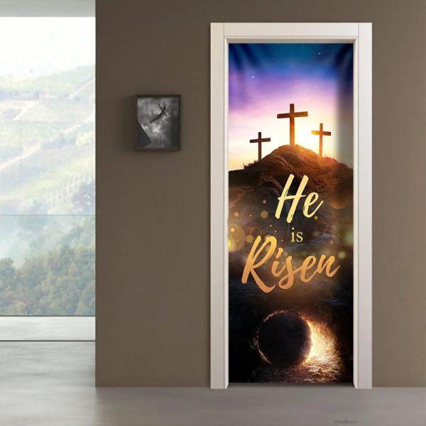 He Is Risen Easter Door Cover, Jesus Door Cover, Christian Home Decor, Gift For Christian