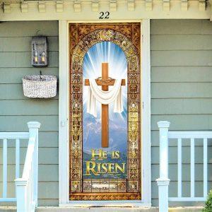 He Is Risen Easter Jesus Christ Door Cover, Christian Home Decor, Gift For Christian
