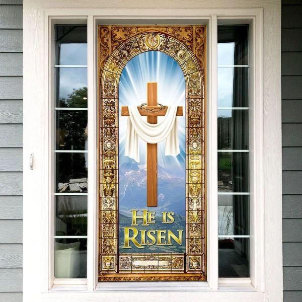 He Is Risen Easter Jesus Christ Door Cover, Christian Home Decor, Gift For Christian