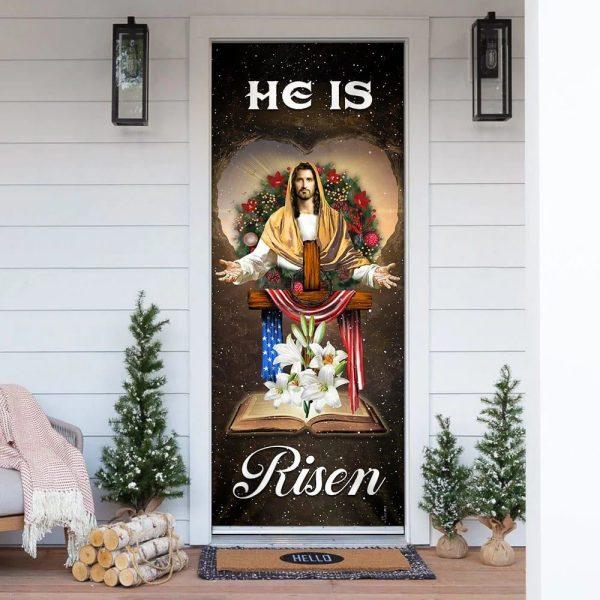 He Is Risen Jesus Christ Door Cover, Christian Home Decor, Gift For Christian