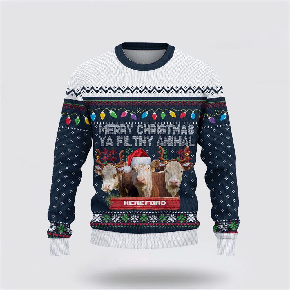 Hereford Merry Christmas Ugly Sweater, Gifts For Farmers, Rural Lovers