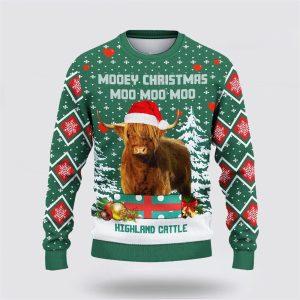 Highland Cattle Green Merry Christmas Ugly Sweater,…