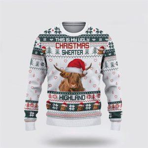 Highland Cattle Green Merry Christmas Ugly Sweater,…