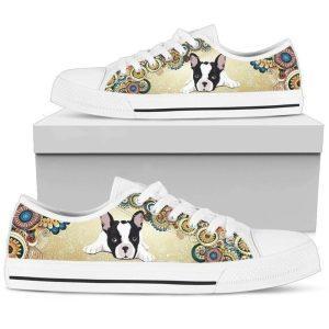 Hippie Style French Bulldog Low Top Sneaker,…