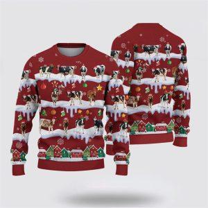 Holstein Christmas Knitted Sweater, Gifts For Farmers,…