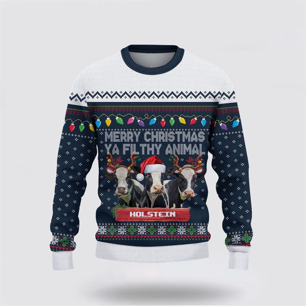 Holstein Merry Christmas Ugly Sweater, Gifts For Farmers, Rural Lovers Holstein Merry Christmas Ugly Sweater, Gifts For Farmers, Rural Lovers