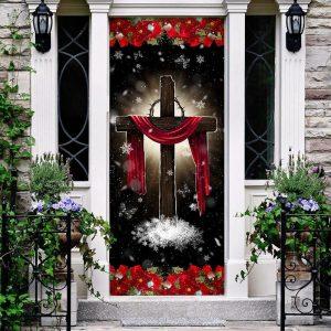 Holy Cross On Snow Door Cover, Gift For Christian