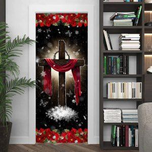 Holy Cross On Snow Door Cover Gift For Christian 4 hcosvz.jpg