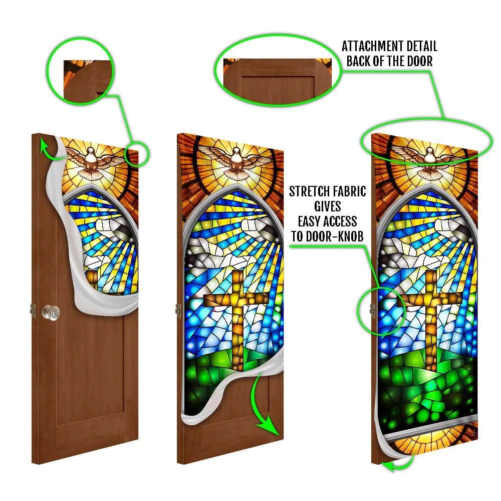 Holy Cross With Dove Door Cover, Gift For Christian