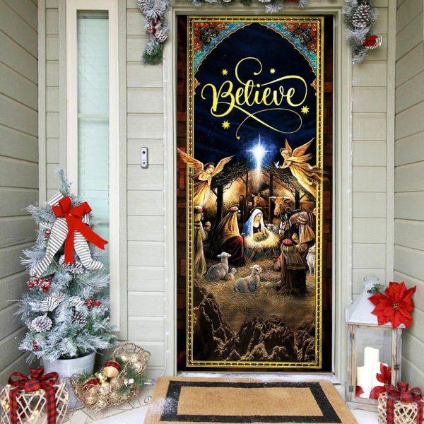 Holy Family Christmas Door Cover, Jesus Is Born, Christmas Silent Night, Gift For Christian