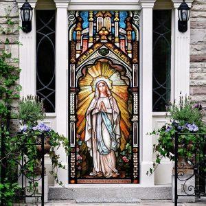 Holy Mary Stained Glass Door Cover, Gift For Christian