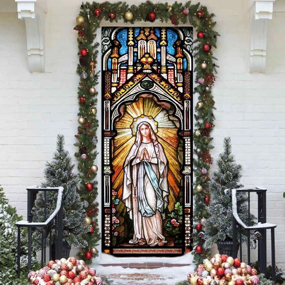Holy Mary Stained Glass Door Cover, Gift For Christian Holy Mary Stained Glass Door Cover, Gift For Christian