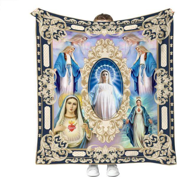 Honor Mother Mary Christian Quilt Blanket, Christian Blanket Gift For Believers