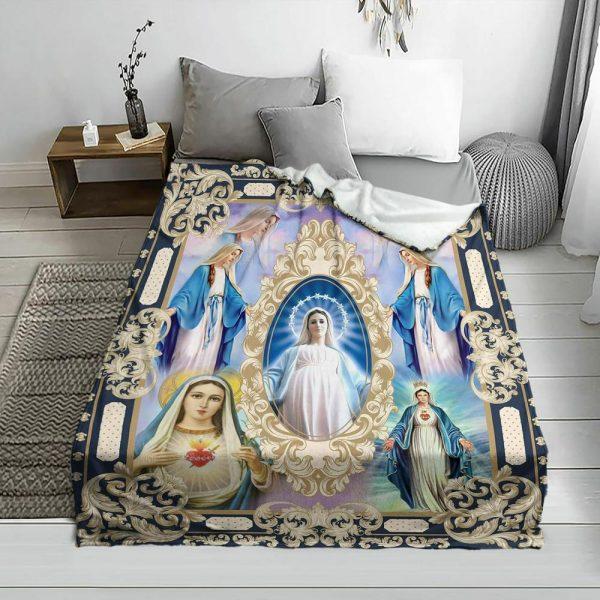 Honor Mother Mary Christian Quilt Blanket, Christian Blanket Gift For Believers