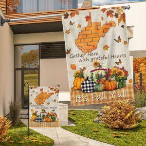 It's Fall Y'all Halloween Thanksgiving Pumpkin Fall West Virginia Flag 2