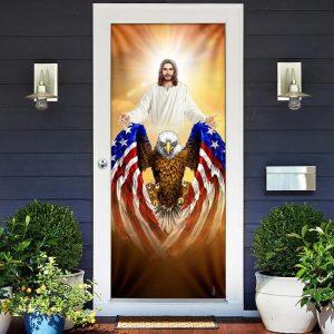 Jesus American Eagle Door Cover, Christian Home Decor, Gift For Christian