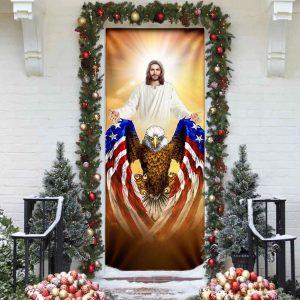 Jesus American Eagle Door Cover Christian Home Decor Gift For Christian 3 vwgjkg.jpg