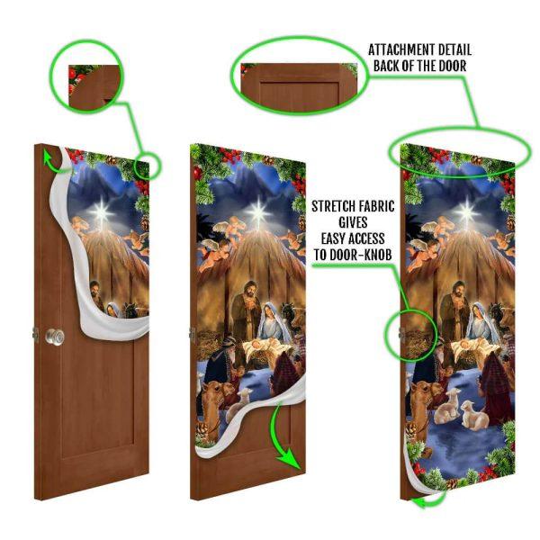 Jesus Borrn Door Cover Scenery, Christian Home Decor, Gift For Christian