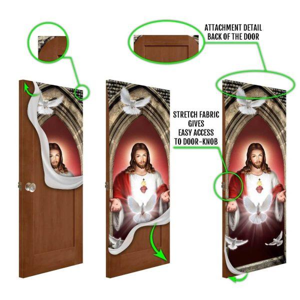Jesus Christ Dove Holy Spirit Door Cover, Christian Home Decor, Gift For Christian