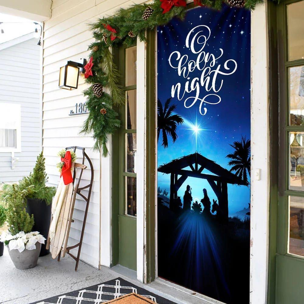 Jesus Is Born Door Cover, Christmas Silent Night Door Cover, Jesus Door Cover, Gift For Christian Jesus Is Born Door Cover, Christmas Silent Night Door Cover, Jesus Door Cover, Gift For Christian