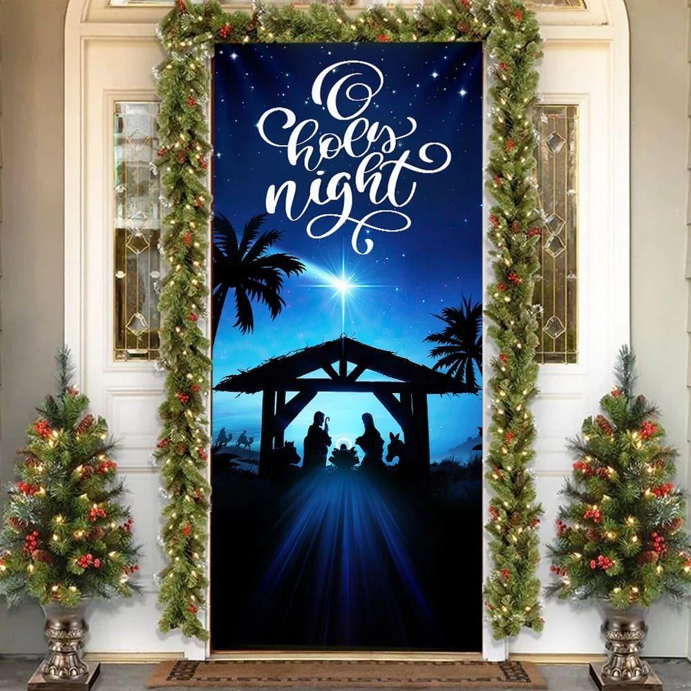Jesus Is Born Door Cover, Christmas Silent Night Door Cover, Jesus Door Cover, Gift For Christian Jesus Is Born Door Cover, Christmas Silent Night Door Cover, Jesus Door Cover, Gift For Christian
