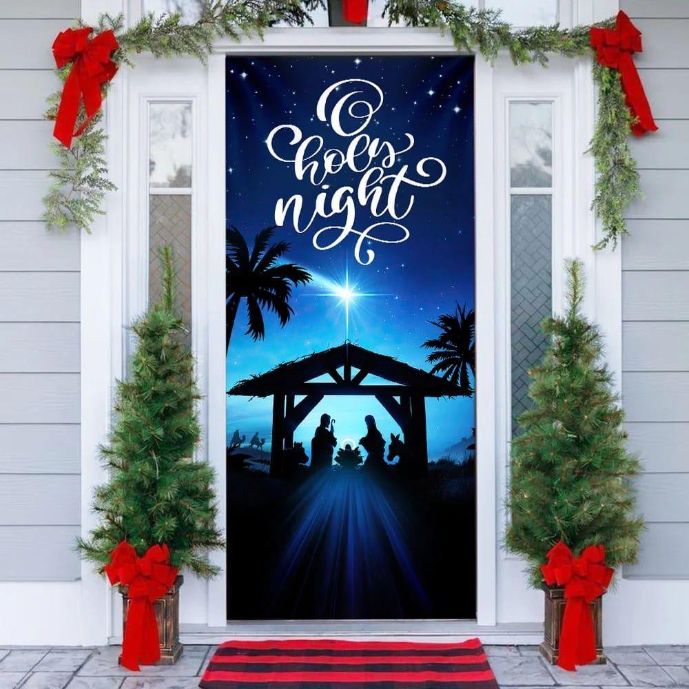 Jesus Is Born Door Cover, Christmas Silent Night Door Cover, Jesus Door Cover, Gift For Christian Jesus Is Born Door Cover, Christmas Silent Night Door Cover, Jesus Door Cover, Gift For Christian