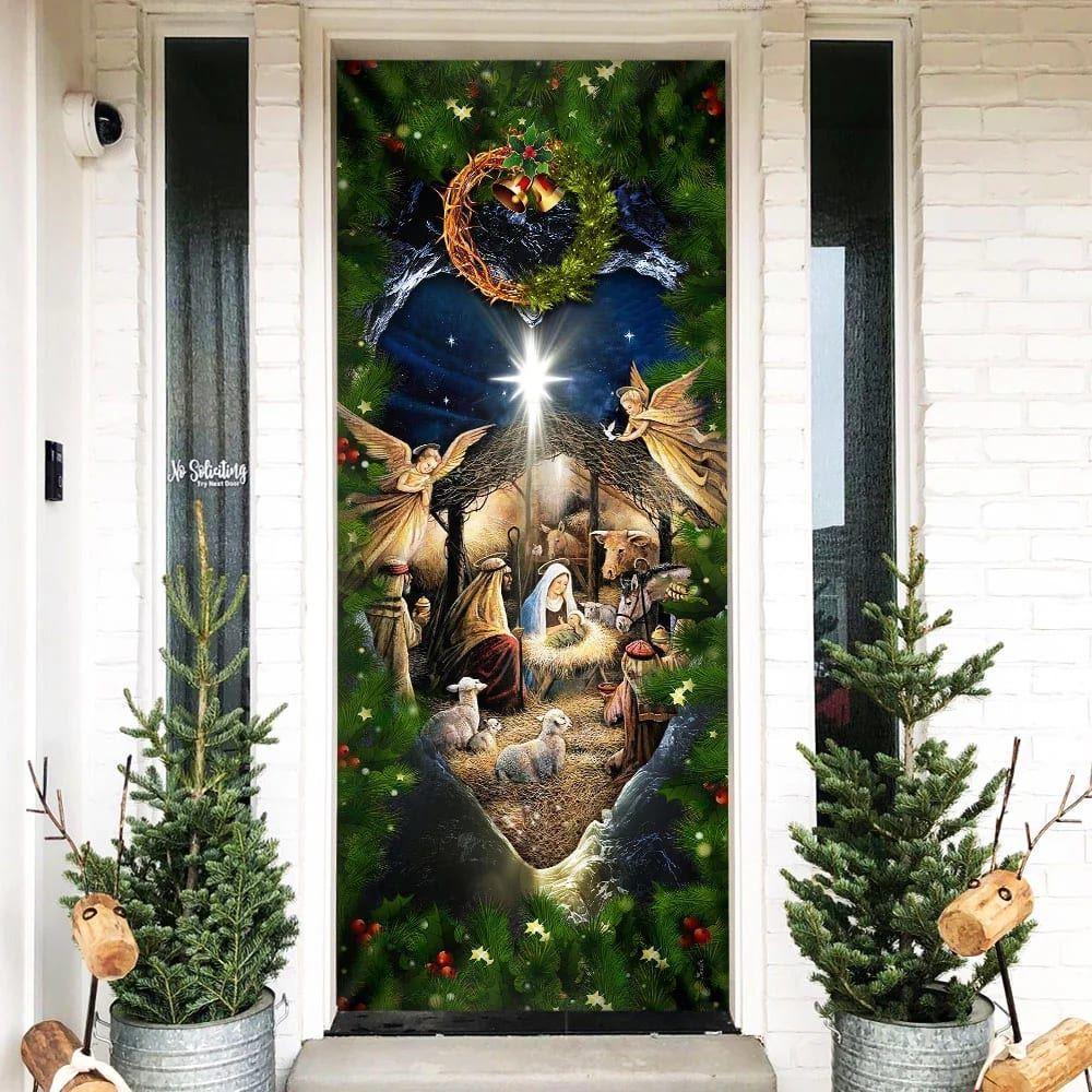 Jesus Is Born Door Cover, Nativity Of Jesus Door Cover, Gift For Christian
