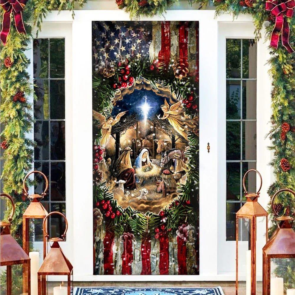 Jesus Is Born, Nativity Of Jesus Door Cover, Christian Home Decor, Gift For Christian Jesus Is Born, Nativity Of Jesus Door Cover, Christian Home Decor, Gift For Christian