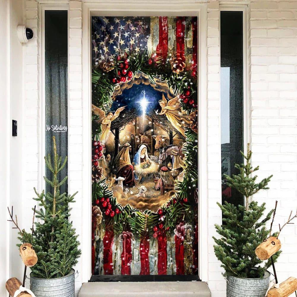 Jesus Is Born, Nativity Of Jesus Door Cover, Christian Home Decor, Gift For Christian Jesus Is Born, Nativity Of Jesus Door Cover, Christian Home Decor, Gift For Christian