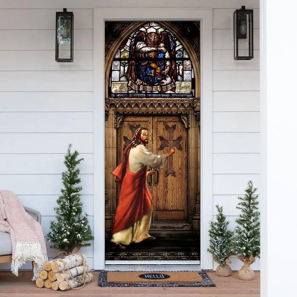 Jesus Is Knocking At The Door Door Cover, Christian Home Decor, Gift For Christian Jesus Is Knocking At The Door Door Cover, Christian Home Decor, Gift For Christian