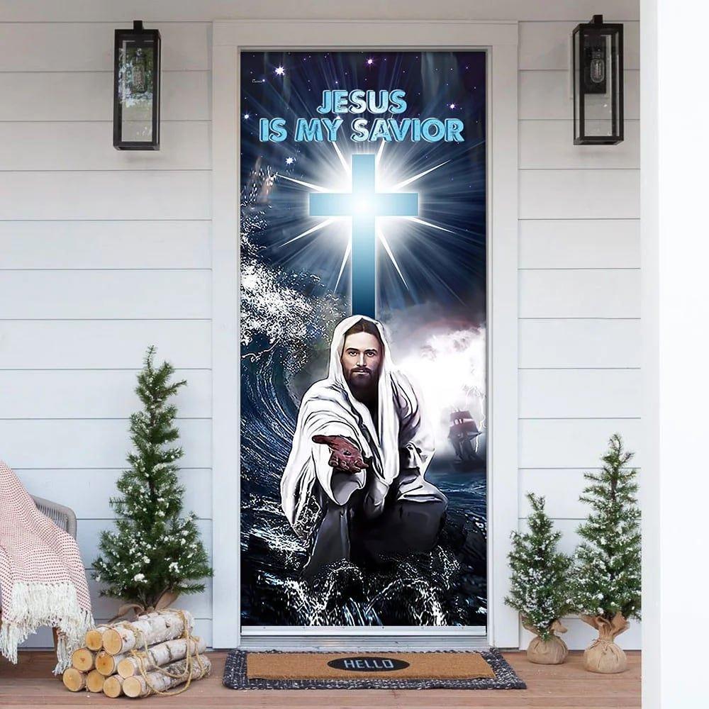Jesus Is My Savior Door Cover, Christian Home Decor, Gift For Christian Jesus Is My Savior Door Cover, Christian Home Decor, Gift For Christian