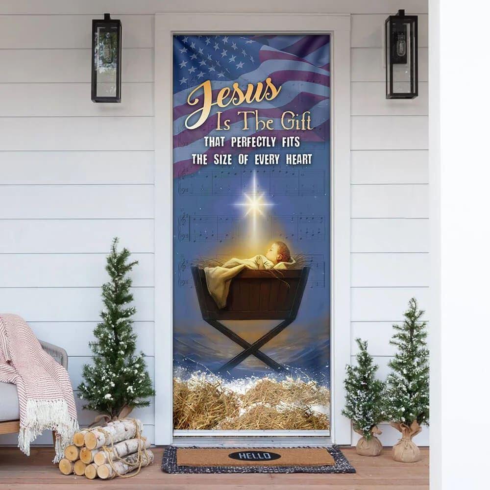 Jesus Is The Gift For Every Heart Door Cover, Christian Home Decor, Gift For Christian