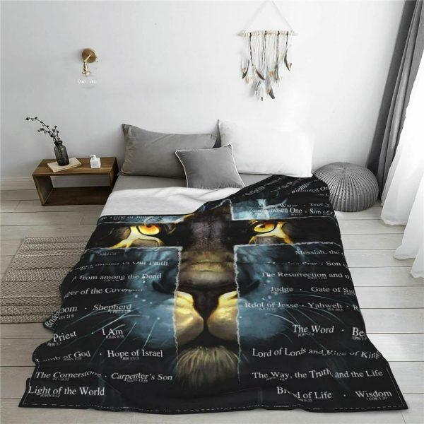 Lion You Shall Call His Name Jesus Christian Quilt Blanket, Christian Blanket Gift For Believers