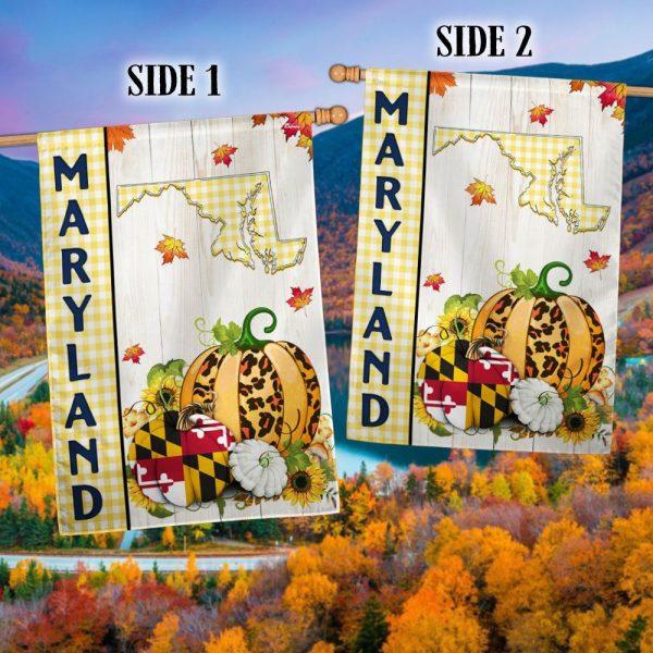 Maryland State Fall Thanksgiving Pumpkins Flag – Thanksgiving Flag Outdoor Decoration