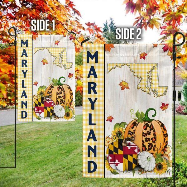 Maryland State Fall Thanksgiving Pumpkins Flag – Thanksgiving Flag Outdoor Decoration
