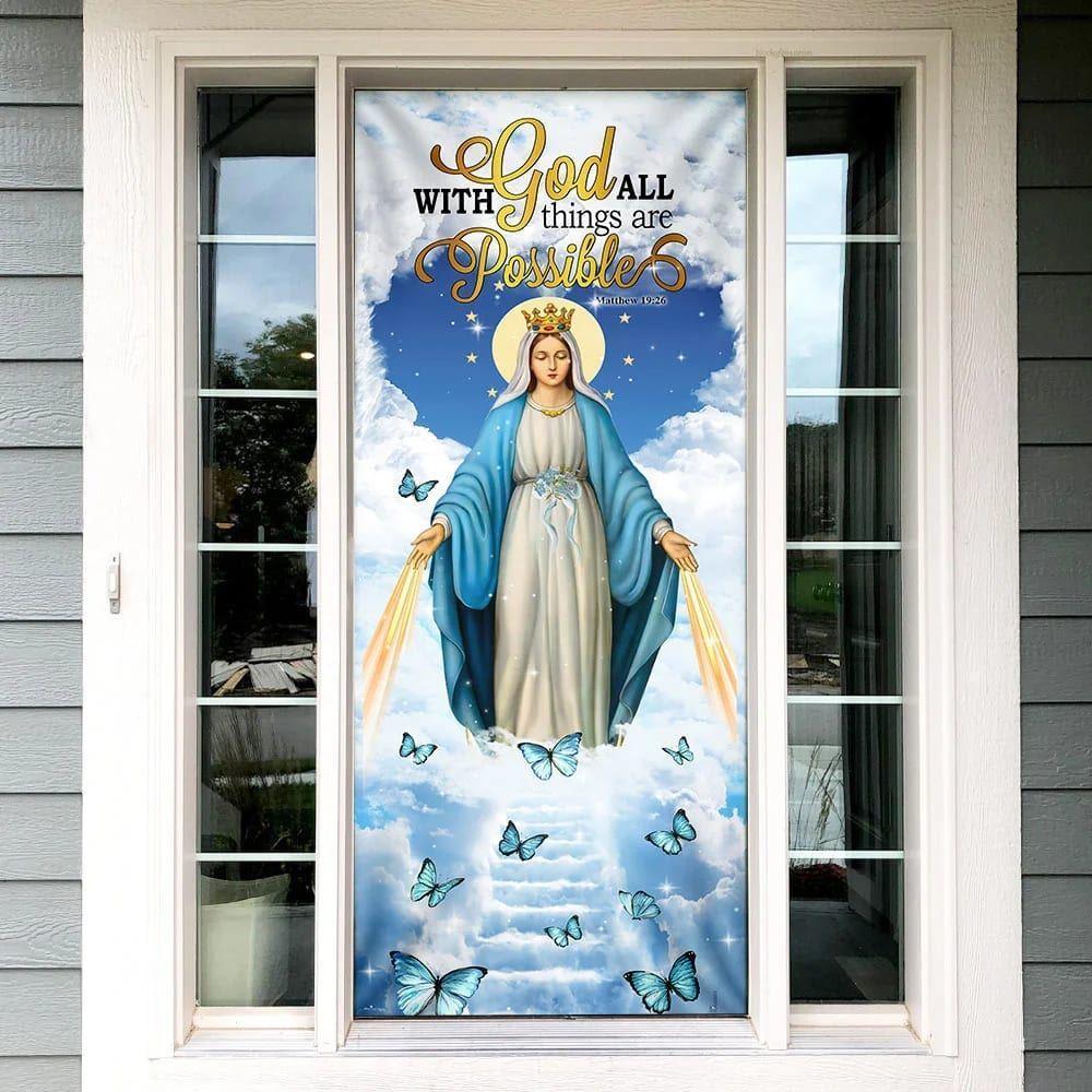 Mother Maria Door Cover With God All Things Are Possible, Christian Home Decor, Gift For Christian Mother Maria Door Cover With God All Things Are Possible, Christian Home Decor, Gift For Christian