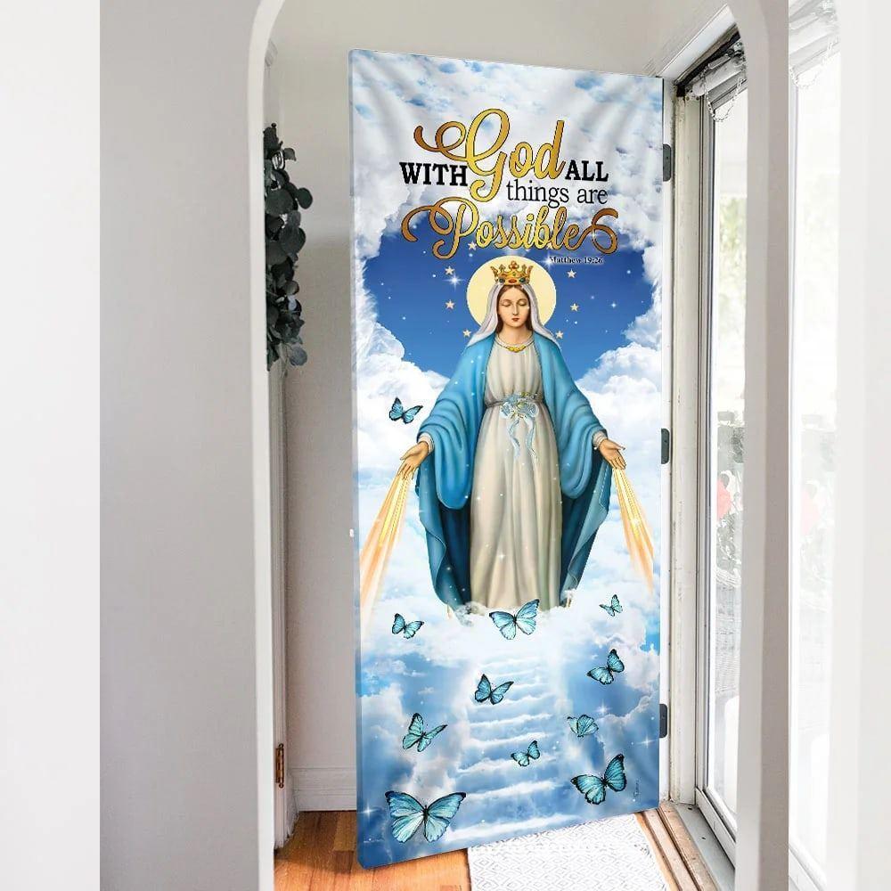 Mother Maria Door Cover With God All Things Are Possible, Christian Home Decor, Gift For Christian Mother Maria Door Cover With God All Things Are Possible, Christian Home Decor, Gift For Christian