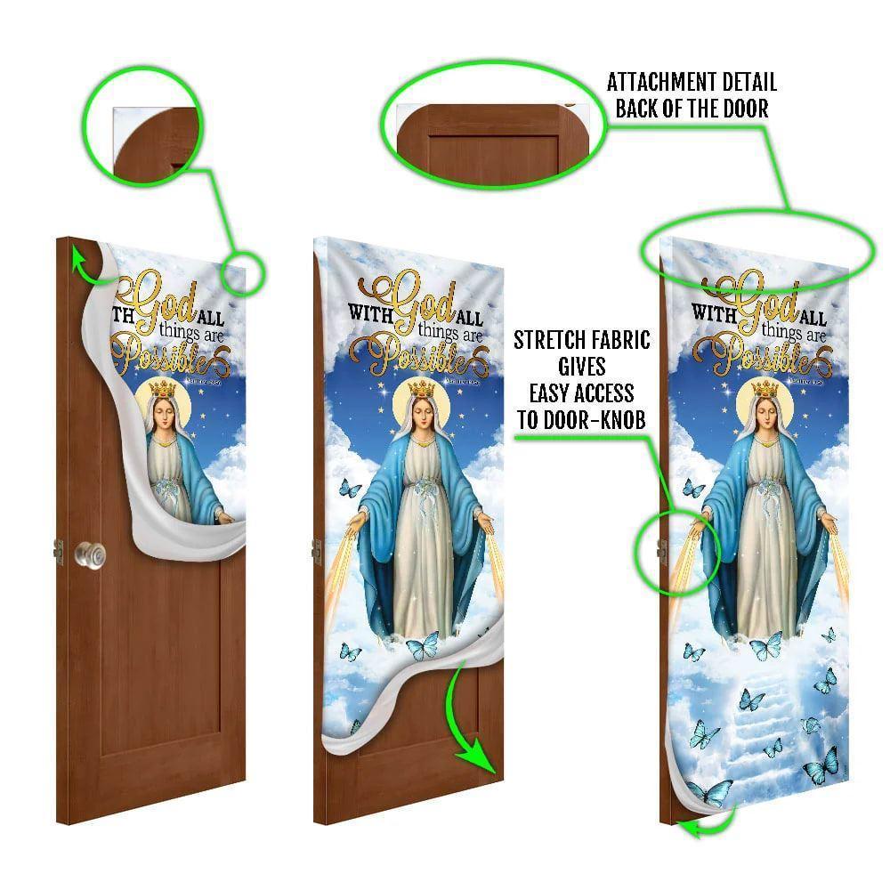 Mother Maria Door Cover With God All Things Are Possible, Christian Home Decor, Gift For Christian Mother Maria Door Cover With God All Things Are Possible, Christian Home Decor, Gift For Christian