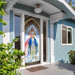 Mother Mary And Jesus Christ Door Cover Christian Home Decor Gift For Christian 2 stri4k.jpg