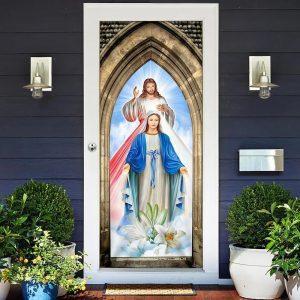 Mother Mary And Jesus Christ Door Cover Christian Home Decor Gift For Christian 5 bfzenj.jpg