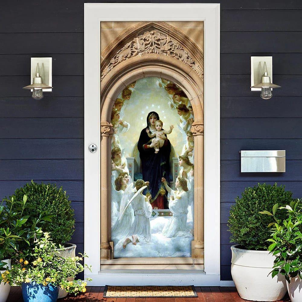 Mother Mary And Jesus Door Cover, Christian Home Decor, Gift For Christian