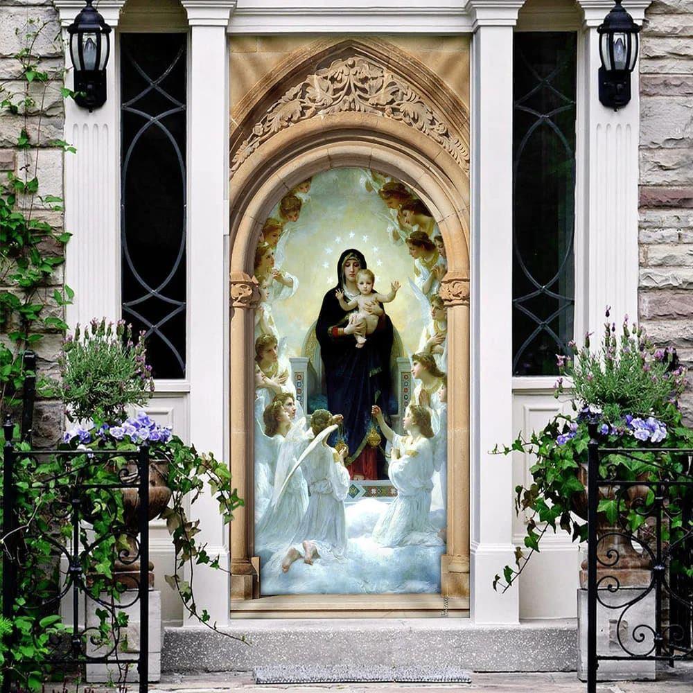 Mother Mary And Jesus Door Cover, Christian Home Decor, Gift For Christian