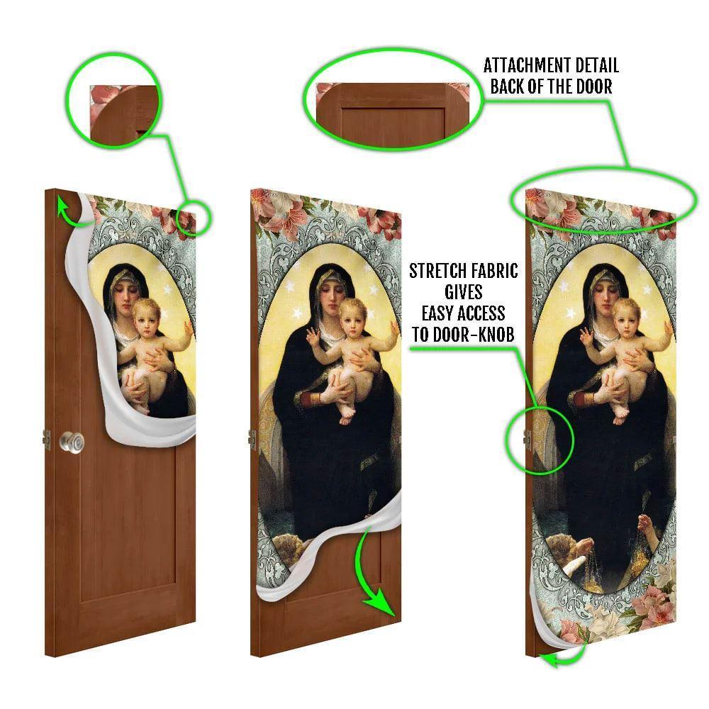 Mother Mary With Jesus Door Cover, Christian Home Decor, Gift For Christian Mother Mary With Jesus Door Cover, Christian Home Decor, Gift For Christian