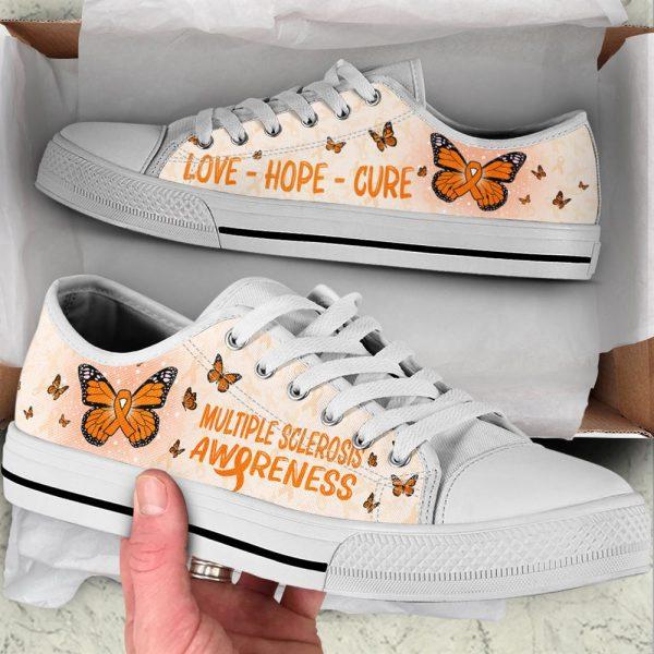 Multiple Sclerosis Shoes With Butterfly Version Low Top Shoes, Gift For Survious