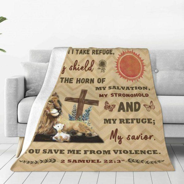 My God My Rock In Whom I Take Refuge Christian Quilt Blanket, Christian Blanket Gift For Believers