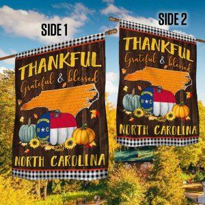 North Carolina Fall Flag Thankful Grateful and Blessed 2
