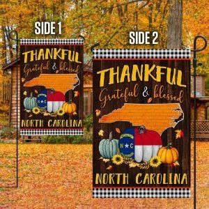 North Carolina Fall Flag Thankful Grateful and Blessed 4