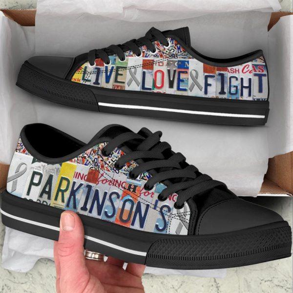 Parkinson’s Shoes Live Love Fight License Plates Low Top Shoes, Gift For Survious