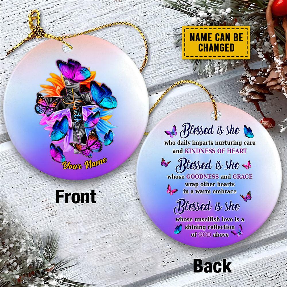 Personalised Christmas Ornament, Blessed Is She Whose Goodness Circle Ceramic Ornament, Christmas Ornaments 2023 Personalised Christmas Ornament, Blessed Is She Whose Goodness Circle Ceramic Ornament, Christmas Ornaments 2023